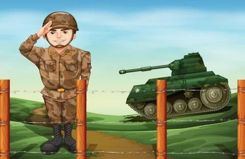 A soldier doing a hand salute Stock Illustration