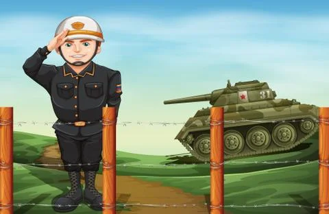 A soldier doing a hand salute Illustrazione stock