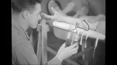 Soldier donating blood Stock Footage 37593708