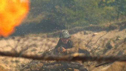 Soldier during the war, slow motion Stock Footage 86463306