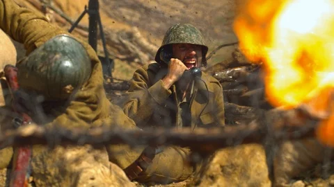 Soldier during the WW2, slow motion Stock Footage 86536801