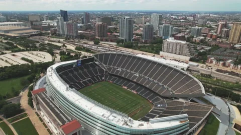 Soldier Field Chicago Aerial Pull Back Stock Footage 216124609
