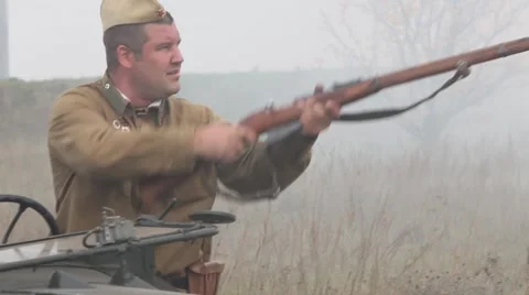 Soldier fires Stock Footage 43402005