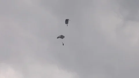 The soldier is flying parachute. Stock Footage 122979014