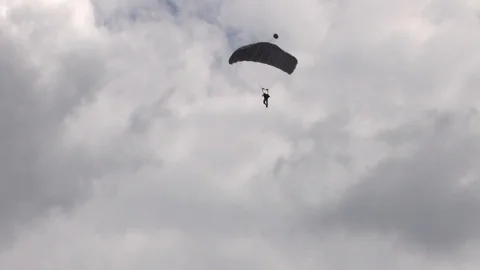 The soldier is flying parachute. Stock Footage 122979157