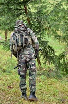 Soldier in the forest Stock Photos