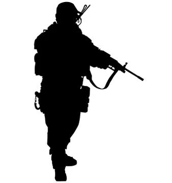 Soldier in full equipment armament machine gun special forces marines army ksk Stock Illustration