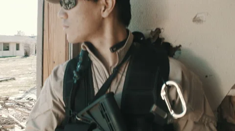 Soldier Gear Close Up Video stock 47922893