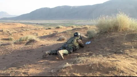 Soldier getting in position(HD) C Stock Footage 8953231