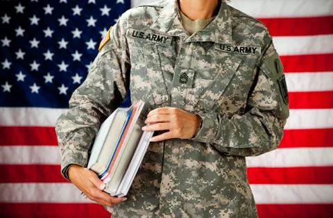 Soldier: going back to school Stock Photos