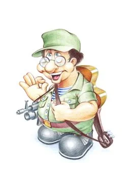 Soldier with guitar Illustrazione stock