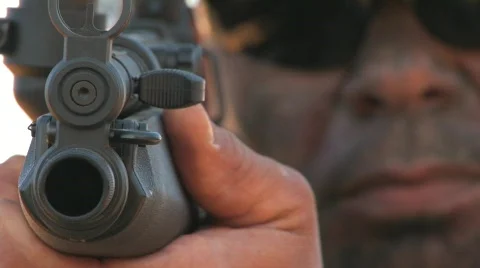 Soldier with Gun Stock Footage 526343