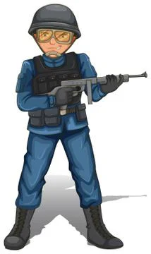 A soldier with a gun Stock Illustration