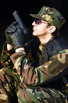 Soldier with gun Stock Photos