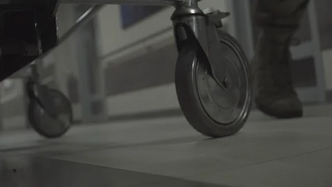 Soldier in the hospital corridor Stock Footage 129759971