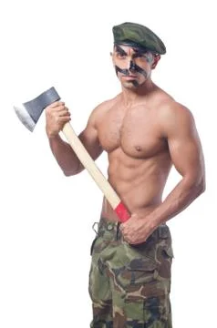 Soldier isolated on the white background Stock Photos