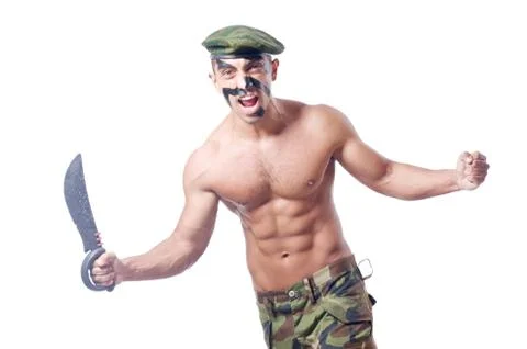 Soldier isolated on the white background Stock Photos