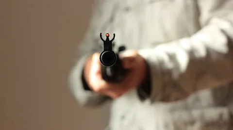Soldier keeping the target at gunpoint Stock Footage 53277929