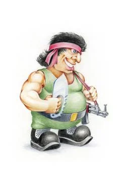 Soldier with knife Illustrazione stock