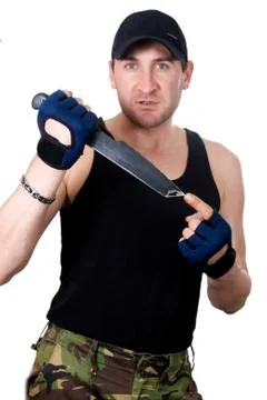 Soldier with knife Foto stock
