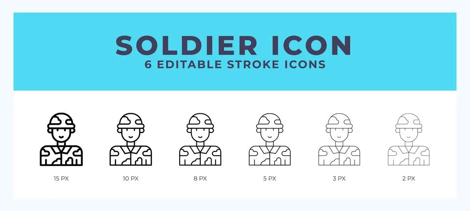 Soldier line icon symbol. Logo. Icon vector illustration with editable stroke Stock Illustration