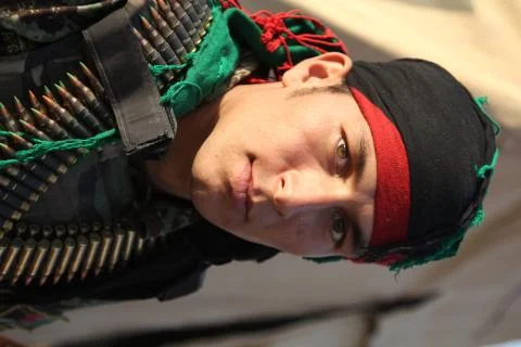 Soldier looking at camera (editorial) Stock Photos