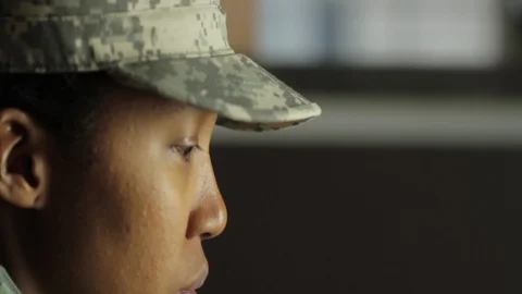 Soldier looking pensive and sad Stock Footage 90407058