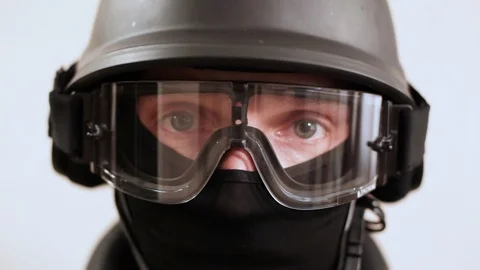 Soldier looks in the camera Stock Footage 93196268