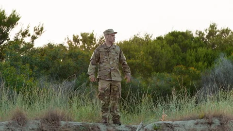 Soldier lost in the forest Stock Footage 246865867
