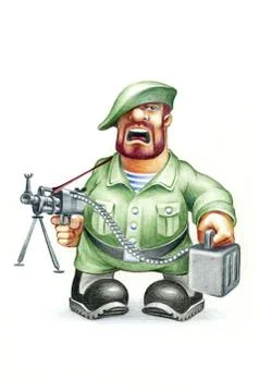 Soldier with machine gun Stock Illustration