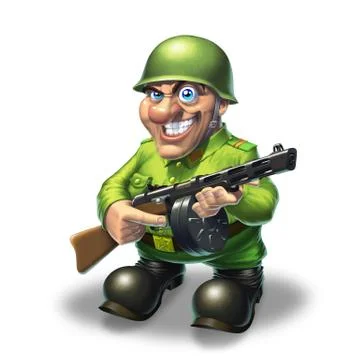 Soldier with machine gun Stock Illustration