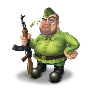 Soldier with machine gun Stock Illustration