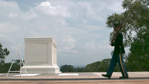 Soldier Marching in Slow Motion at the Tomb of The Unknowns 5 Stock Footage 82363606