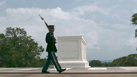 Soldier Marching in Slow Motion at the Tomb of The Unknowns 6 Stock Footage 82363641