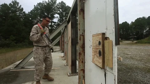 Soldier Opening a Door* Stock Footage 115128472