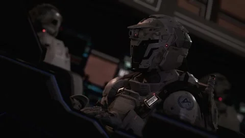 Soldier Operating Futuristic Computer During Training 03 스톡 동영상 259408622