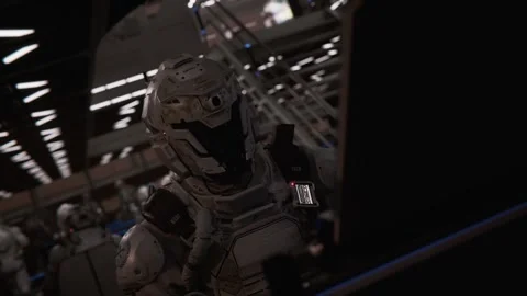 Soldier Operating Futuristic Computer During Training 02 스톡 동영상 259548651