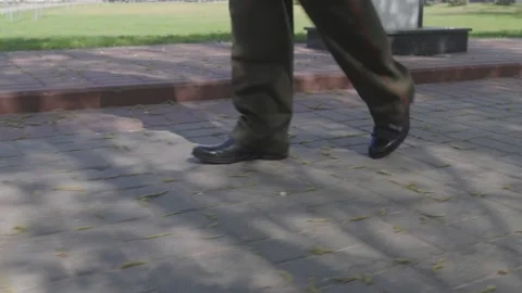 Soldier in parade uniform marching on stone pavement Video stock 334661169