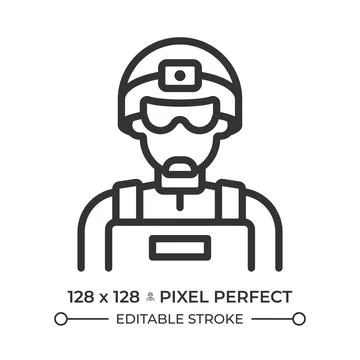 Soldier pixel perfect line icon Stock Illustration