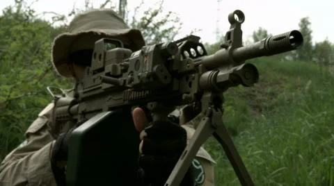 Soldier pointing gun Stock Footage 49167552