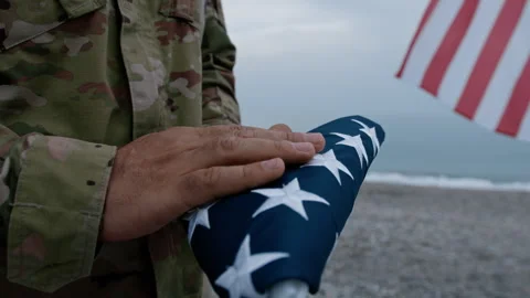 Soldier Protecting The USA Flag Stock Footage 273592689