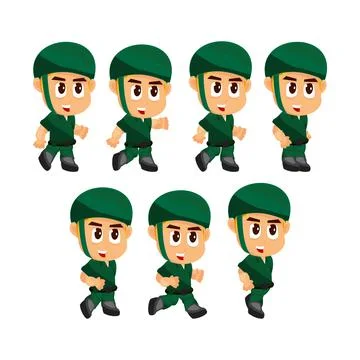 Soldier Run game character for creating shooter action games Stock Illustration