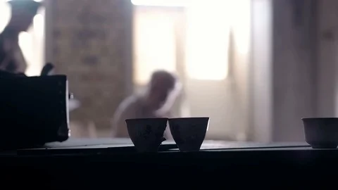 Soldier of the Russian army interrogates a suspect, an elderly man with a beard Stock Footage 100372653