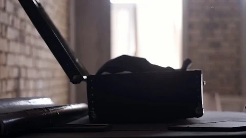 Soldier of the Russian army interrogates a suspect, an elderly man with a beard Stock Footage 100372662