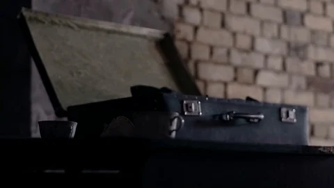 Soldier of the Russian army interrogates a suspect, an elderly man with a beard Video stock 100372940