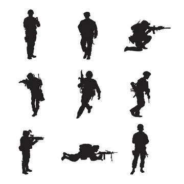 Soldier Silhouettes Ilustración de archivo