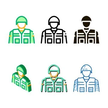 Soldier simplified profession icon vector outline Stock Illustration