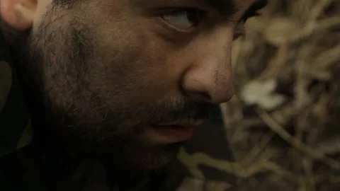 Soldier is smoking 3 Stock Footage 323015646
