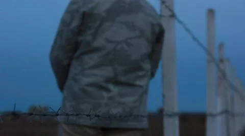 Soldier stands guard Stock Footage 53277613