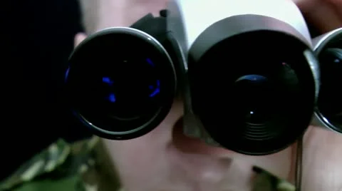 The soldier studies as to work with the device for night vision Stock Footage 11856774